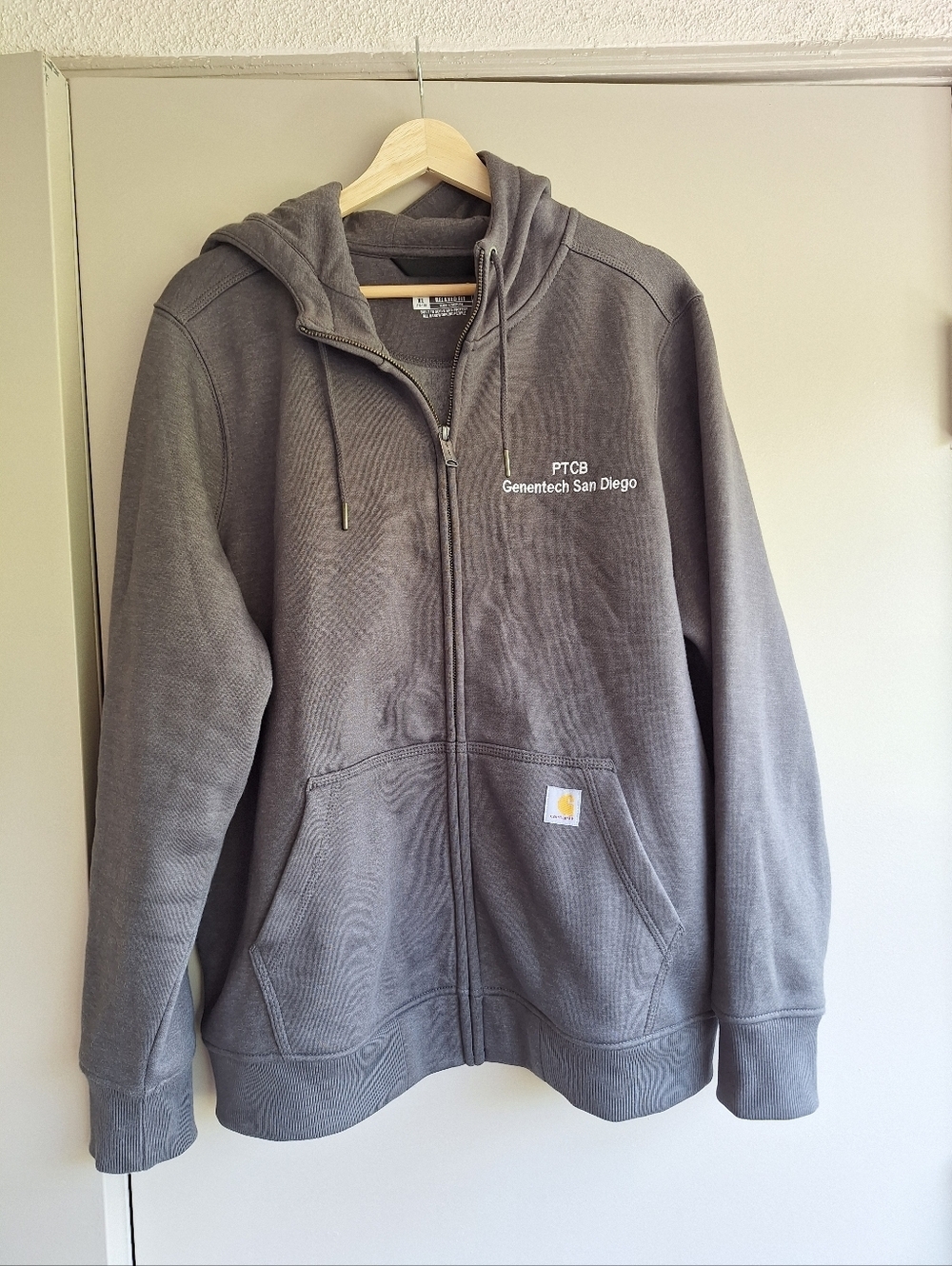 Carhartt Women's XL Full Zip Hoodie Carbon Heather Grey Sweatshirt EUC Genentech